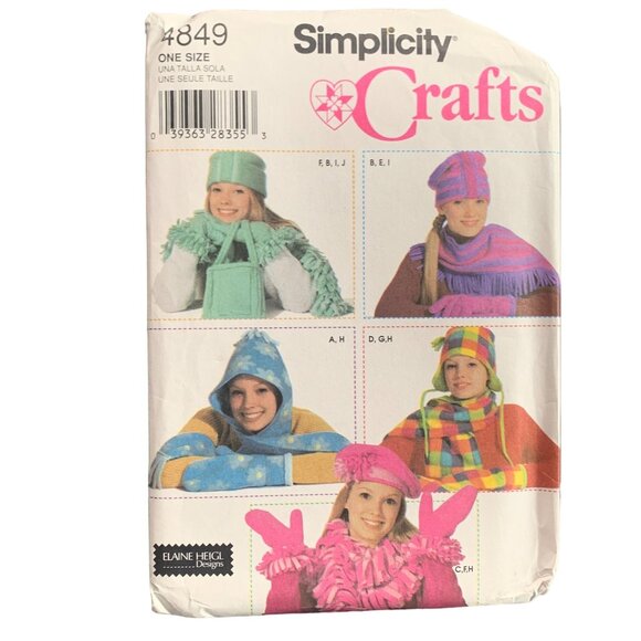 Simplicity Crafts 4849 Pattern For Scarves Hats & Mittens - uncut - Picture 1 of 2
